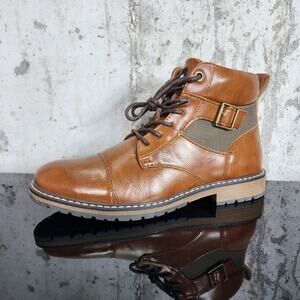 Madden Torint Men’s Combat Boots Side Zip Brown Size 7.5 New